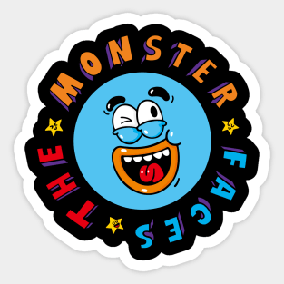 Funny Blue Monster Face With Smiling Eyes Sticker